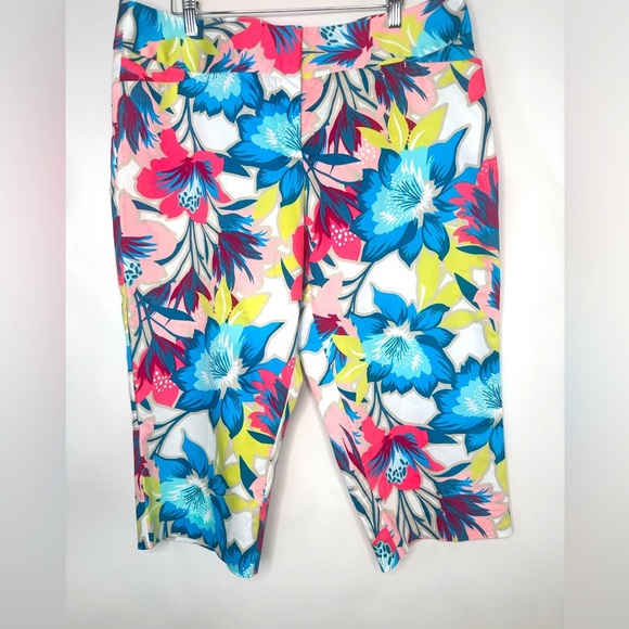 Worthington Modern Fit floral Capri pants size 14 (2 pockets) - Picture 1 of 13